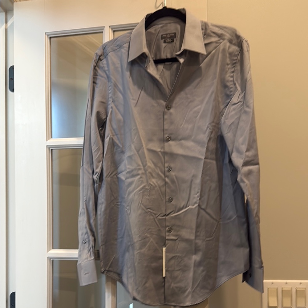 NWT Van Heusen Gray Tailored Dress Shirt Size 34/35, 15 ½ neck